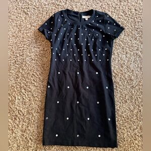 Michael Kors Black Midi Dress with White Polka Dots